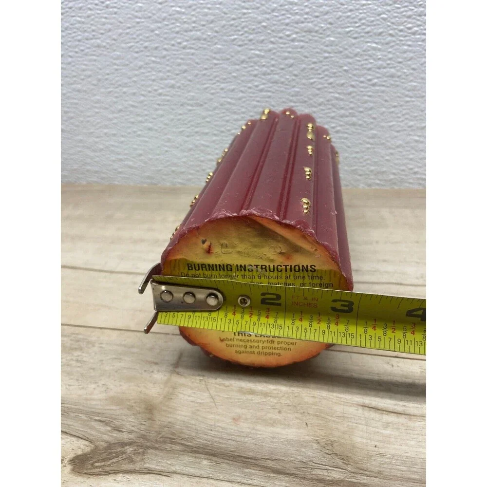Vtg Red & Gold Pillar Candle 6,5